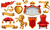 ID 6605150 | Gold crown of king. Royal chair, mantle, pillow. | 向量插图 ID 6605150 | Gold crown of king. Royal chair, mantle, pillow. | 向量插图 | CLIPARTO