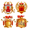 Vector clipart: Royal coat of arms. King and kingdom, 3d emblem set