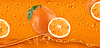Vector clipart: Orange Drops. Fresh fruit background. 3d realistic