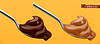 Vector clipart: Spoon with chocolate and caramel. 3d realistic icon