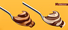 Vector clipart: Spoon with chocolate and caramel. Swirl duo