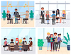 Vector clipart: Team with Boss, Employee and Employer Meeting
