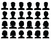 Vector clipart: Set of black silhouettes of heads