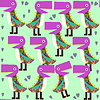 Vector clipart: Cute animals seamless pattern with monsters and