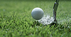 Golf club hits golf ball | Stock Foto