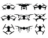Vector clipart: Black silhouettes of drones