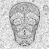 Vector clipart: human skull made of flowers