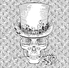 Vector clipart: human skull in top hat, baron samedi