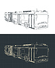 Vector clipart: Articulated city bus blueprints
