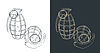 Vector clipart: Hand fragmentation greenade sketches