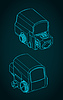 Vector clipart: Collimator sight isometric blueprints