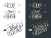 Vector clipart: Gearbox mechanisms blueprints