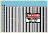 Vector clipart: Metal fence with warning sign retro poster