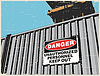 Vector clipart: Metal fence with warning sign retro poster