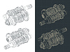 Vector clipart: Motorcycle transmission blueprints