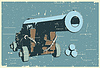 Vector clipart: Vintage naval cannon retro poster