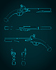 Vector clipart: Antique pistol blueprints