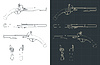 Vector clipart: Antique pistol blueprints
