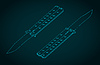 Vector clipart: Butterfly knife isometric blueprints