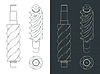 Vector clipart: Male screw blueprints