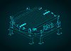 Vector clipart: Turntable conveyor section isometric blueprint