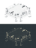 Vector clipart: Turntable conveyor section isometric blueprints