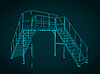 Vector clipart: Industrial platform and stairs blueprint