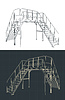 Vector clipart: Industrial platform and stairs blueprints