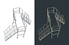 Vector clipart: Industrial platform and stairs drawings