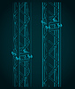 Vector clipart: Modular metal truss blueprints