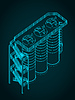 Vector clipart: Silo storage system isometric blueprints