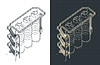 Vector clipart: Silo storage system isometric blueprints