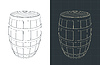 Vector clipart: Wooden barrel blueprints