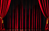 Red stage curtain on black background, template | Stock Illustration