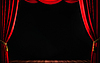 Red stage curtain on black background, template | Stock Illustration