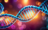 Dna molecule close up on bokeh background | Stock Illustration