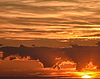 Sunset sky gradient with illuminated clouds and | Stock Foto