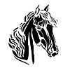 Cabeza de caballo blanco y negro | Ilustración vectorial