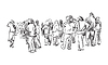 Vector clipart: Walking people hand drawing sketch