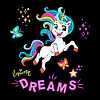 Cute cartoon character happy jumping unicorn
