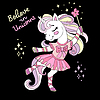 Vector clipart: Cute dancing unicorn with lettering