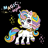 Vector clipart: Cute cartoon character happy unicorn princess