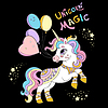 Vector clipart: Cute holiday unicorn with balloons