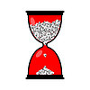 Vector clipart: Hourglass with skulls. Glass hourglass and skull.