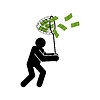 Vector clipart: Man catches money with Butterfly net . Concept of