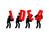 Vector clipart: idea people with letters. Business team comes up