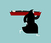 Vector clipart: Grim Reaper carries coffin with dead man