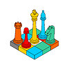 Vector clipart: Multicolored chess. Chess game sign for chess