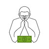 Vector clipart: Man Prays to Money. Dollar Worship