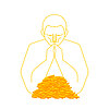 Vector clipart: Man Prays to Money. Dollar Worship